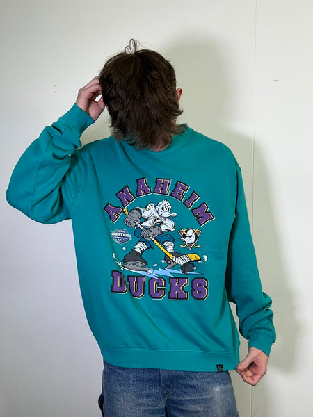 Ducks Ice Player Graphic Crewneck Teal Sweatshirt