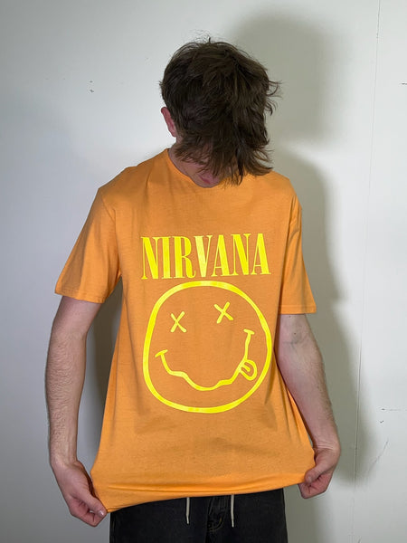 Nirvana Yellow Happy Face Orange Tee
