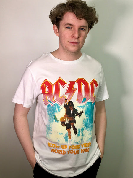 AC-DC Blow up your Video White Tee