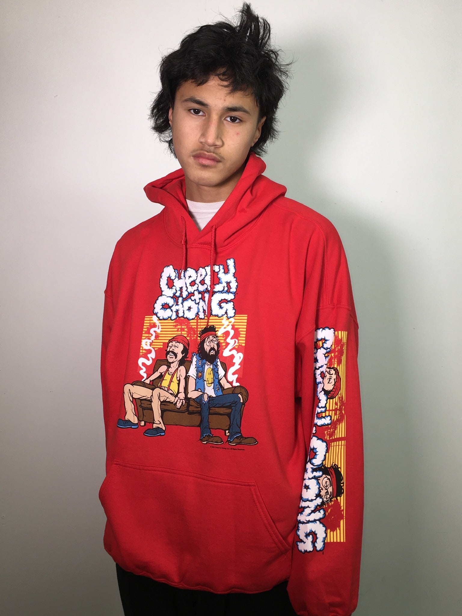Cheech and Chong Couch Locked Red Hoodie