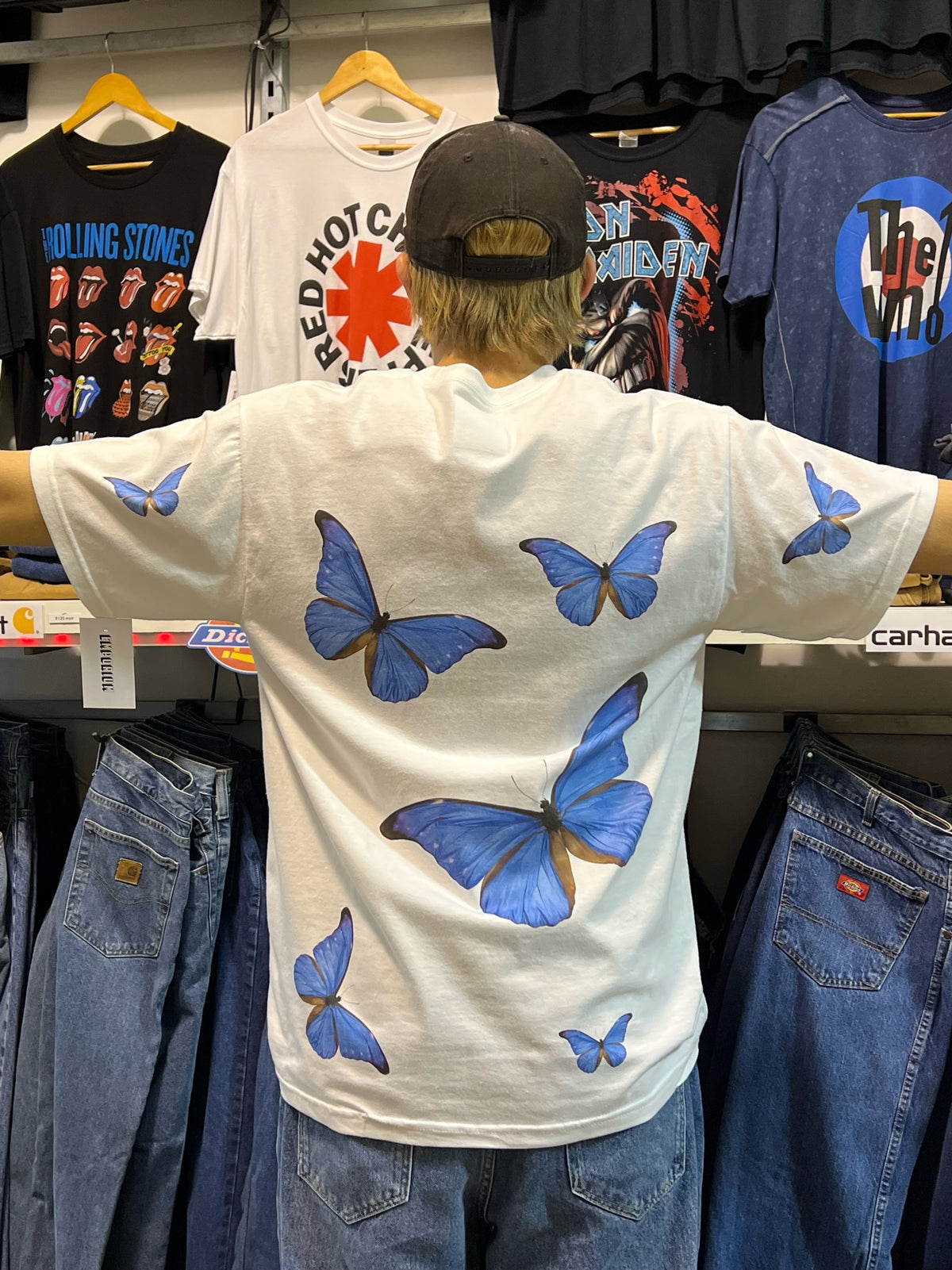 Blue Butterflies Allover Design Tee