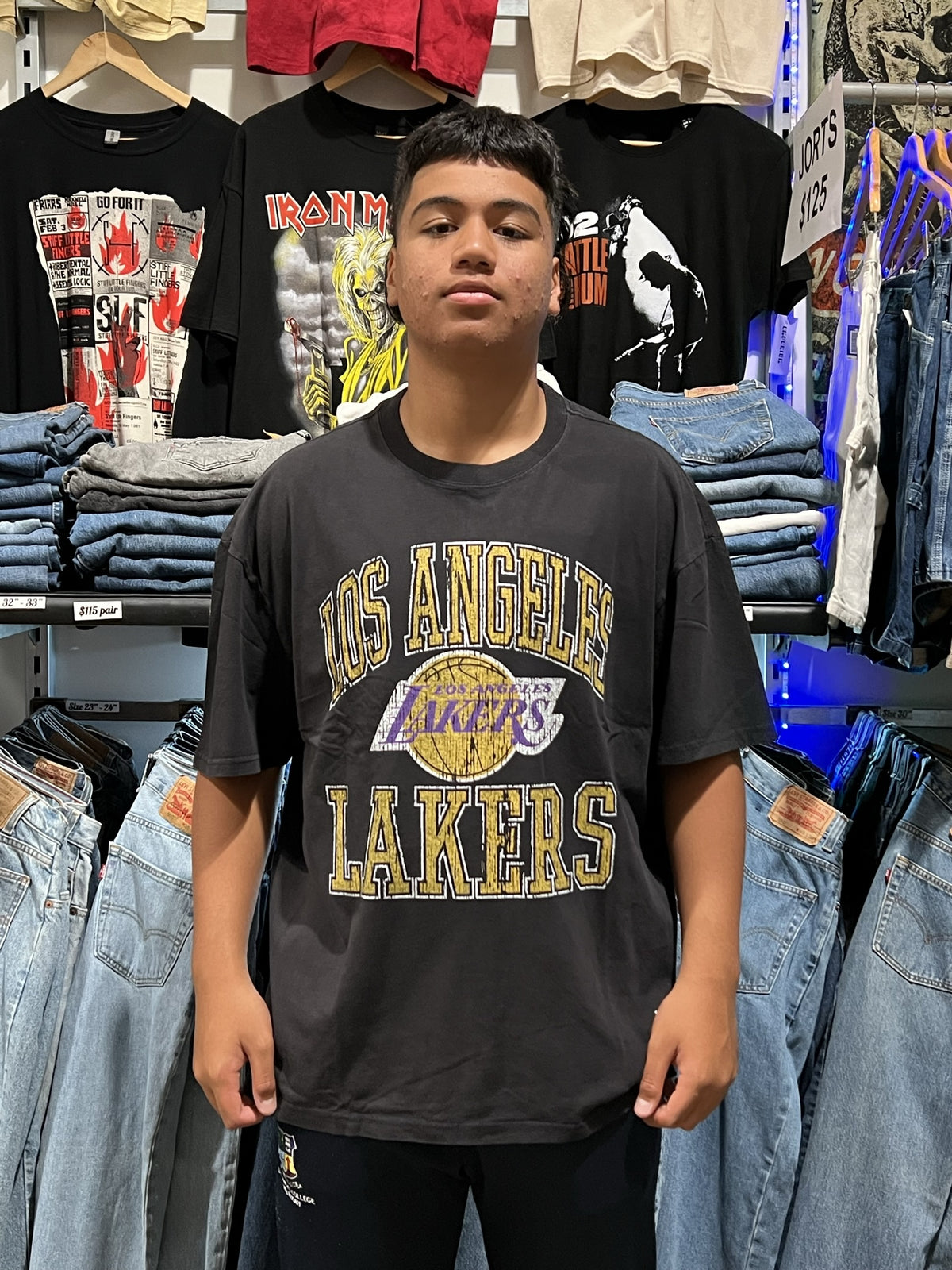 LA Lakers HWC Ivy Arch Faded Black Tee