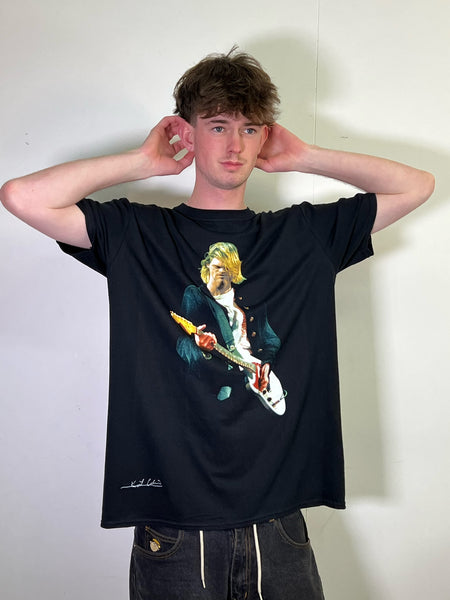 Kurt Cobain Guitar Photo Colour Black Tee