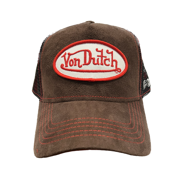Von Dutch Brown Suede & Red Trucker Cap