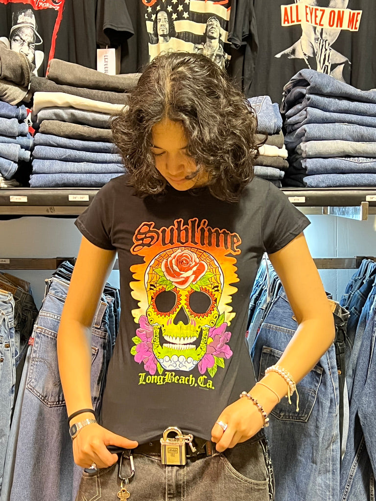 Sublime Colour Skull Womens Black Tee