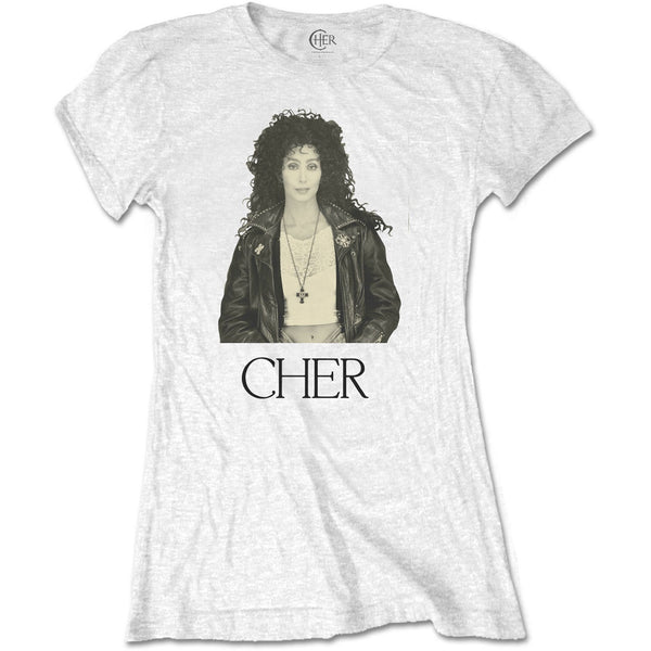 Cher Leather Jacket White Womens Tee