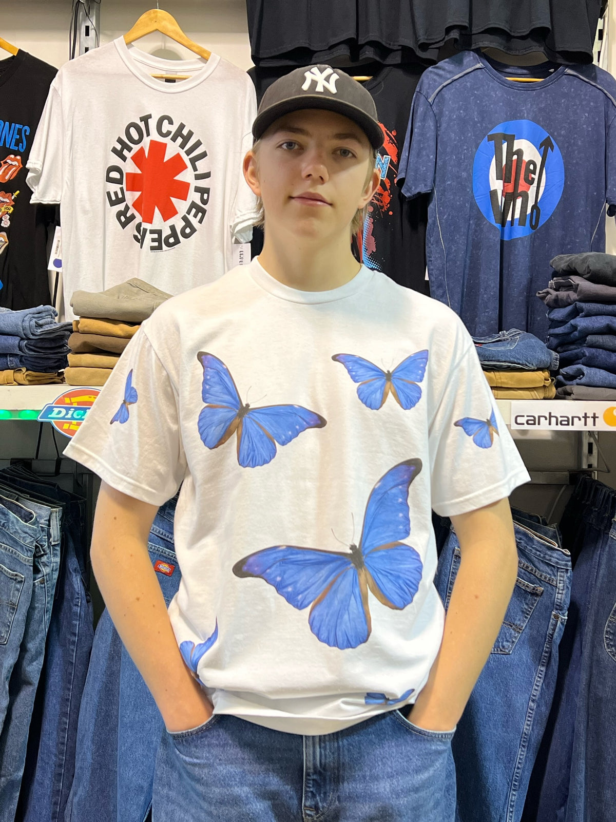 Blue Butterflies Allover Design Tee