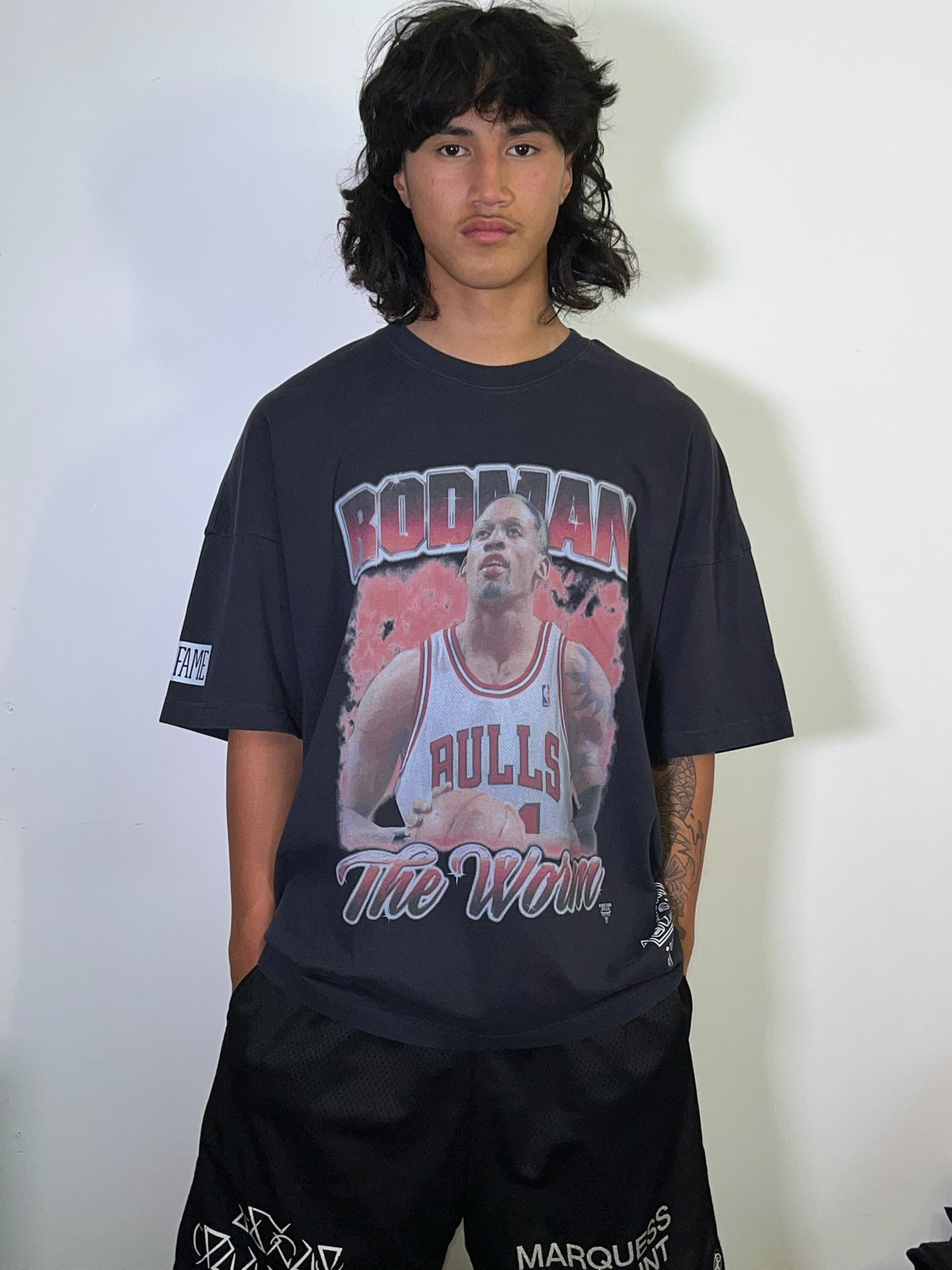 Rodman Vintage HOF OS Faded Black Tee