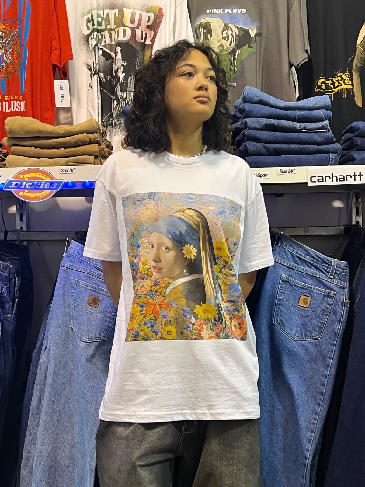 Girl with Pearl Earring in Flowers Tee