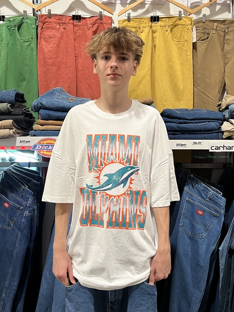 Dolphins Collegiate Faded White Tee