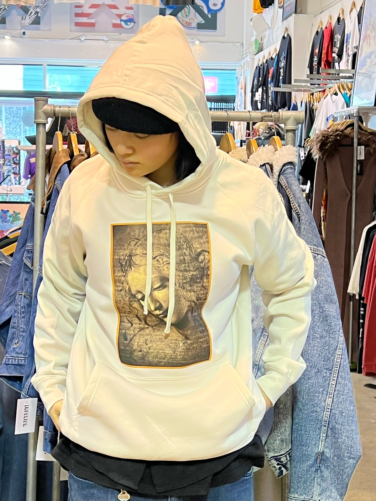 Leonardo da Vinci's La Scapigliata Cream Hoodie