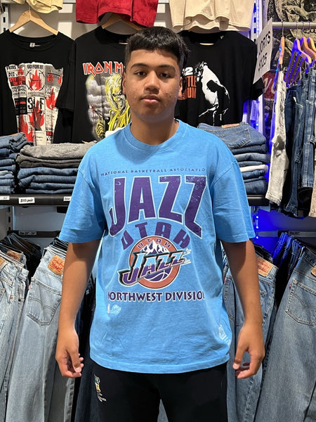 Utah Jazz Division Arch Vintage Tee - Faded Blue - Throwback