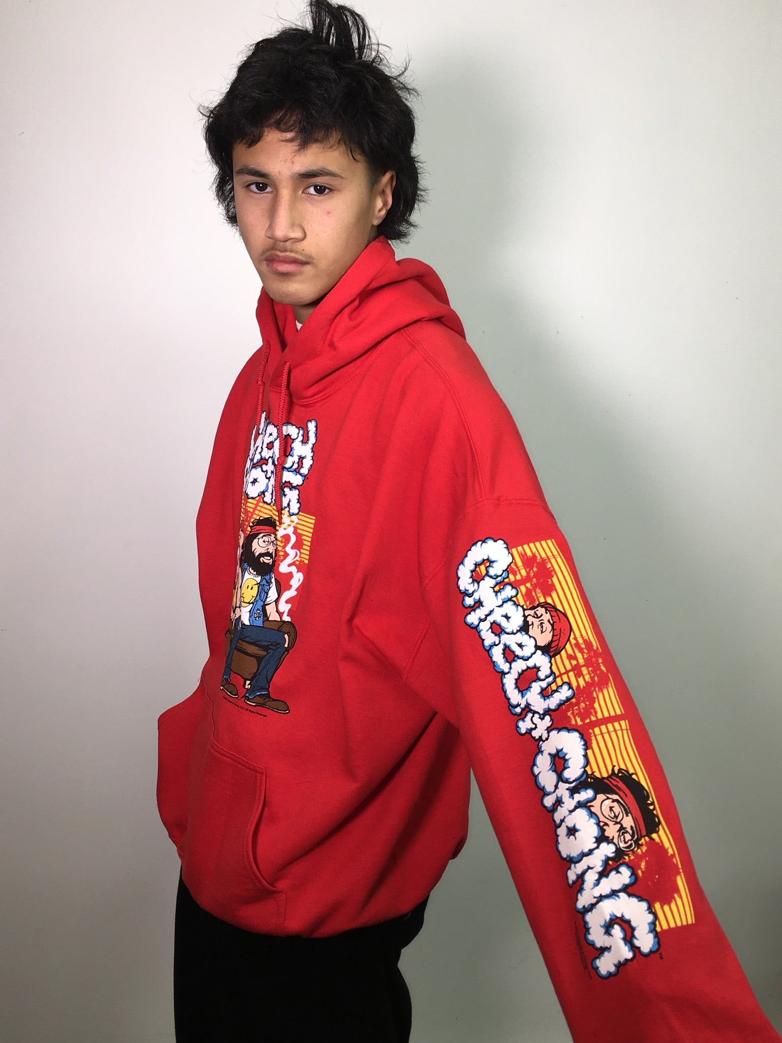 Cheech and Chong Couch Locked Red Hoodie
