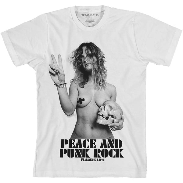 Flaming Lips Peace and Punk Rock Girl White Tee