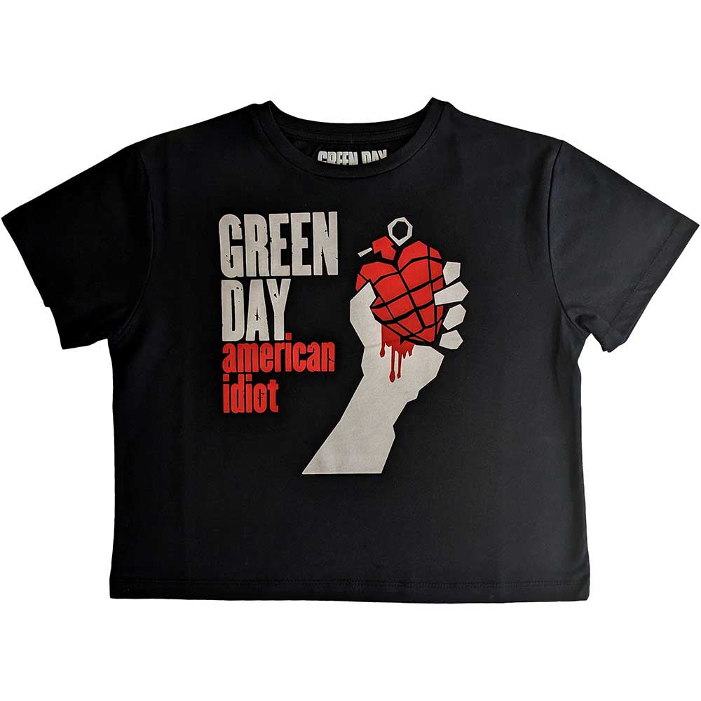 Green Day American Idiot Black Crop Top Tee