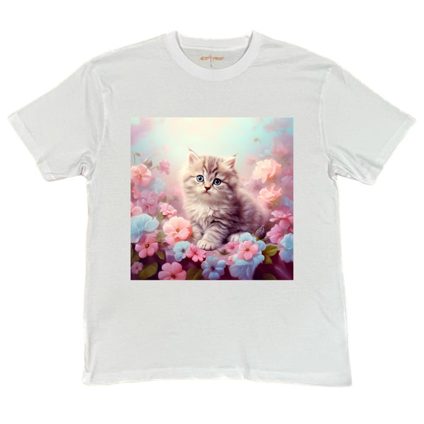 Kitten in Flowers Design Tee