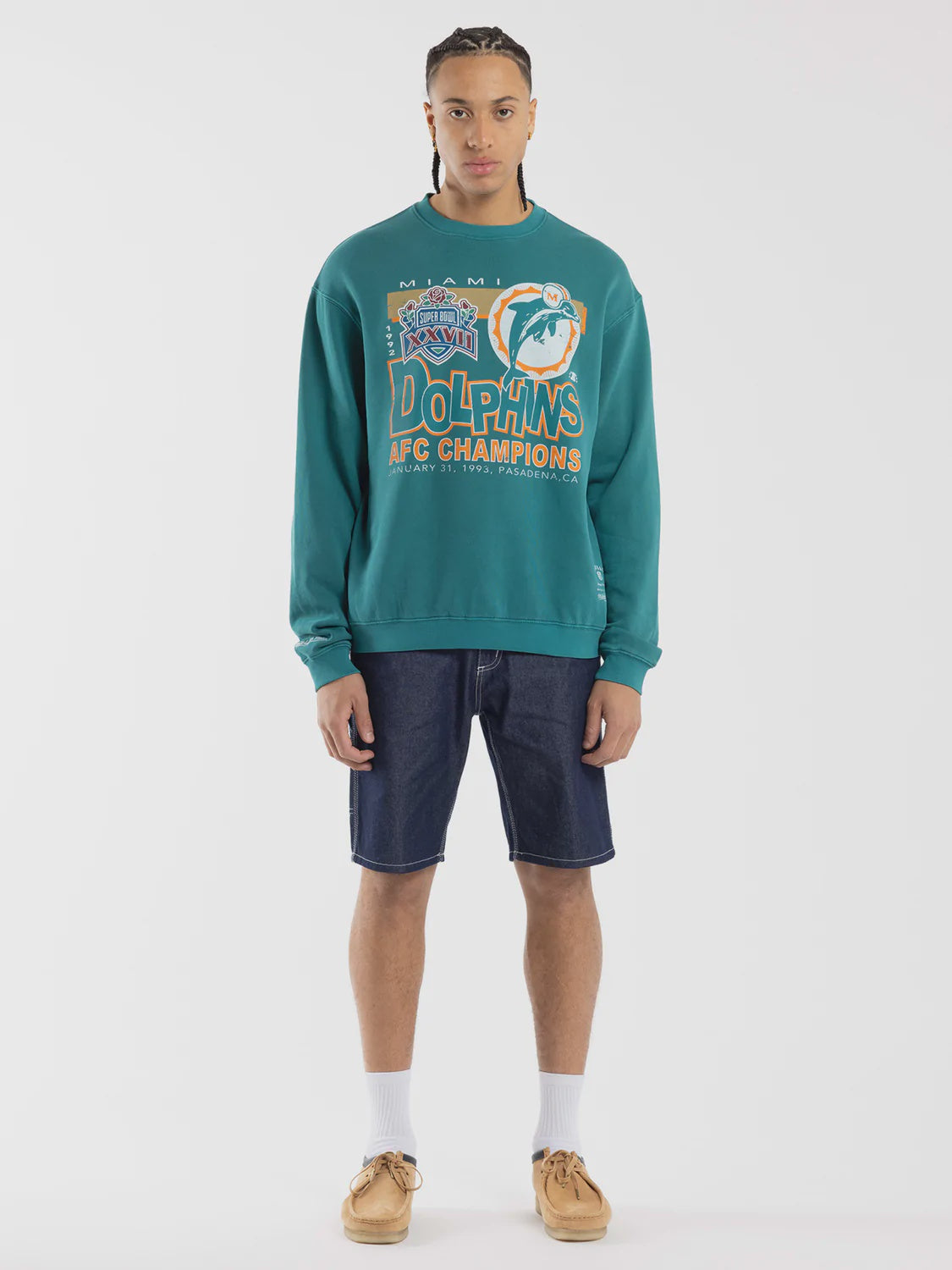 Miami Dolphins Faded Teal Superbowl Champ Crewneck Sweatshirt
