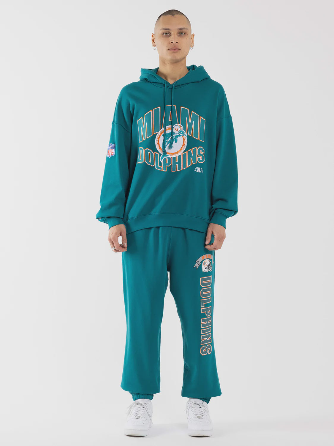 Miami Dolphins Wave Arch Faded Teal Hoodie
