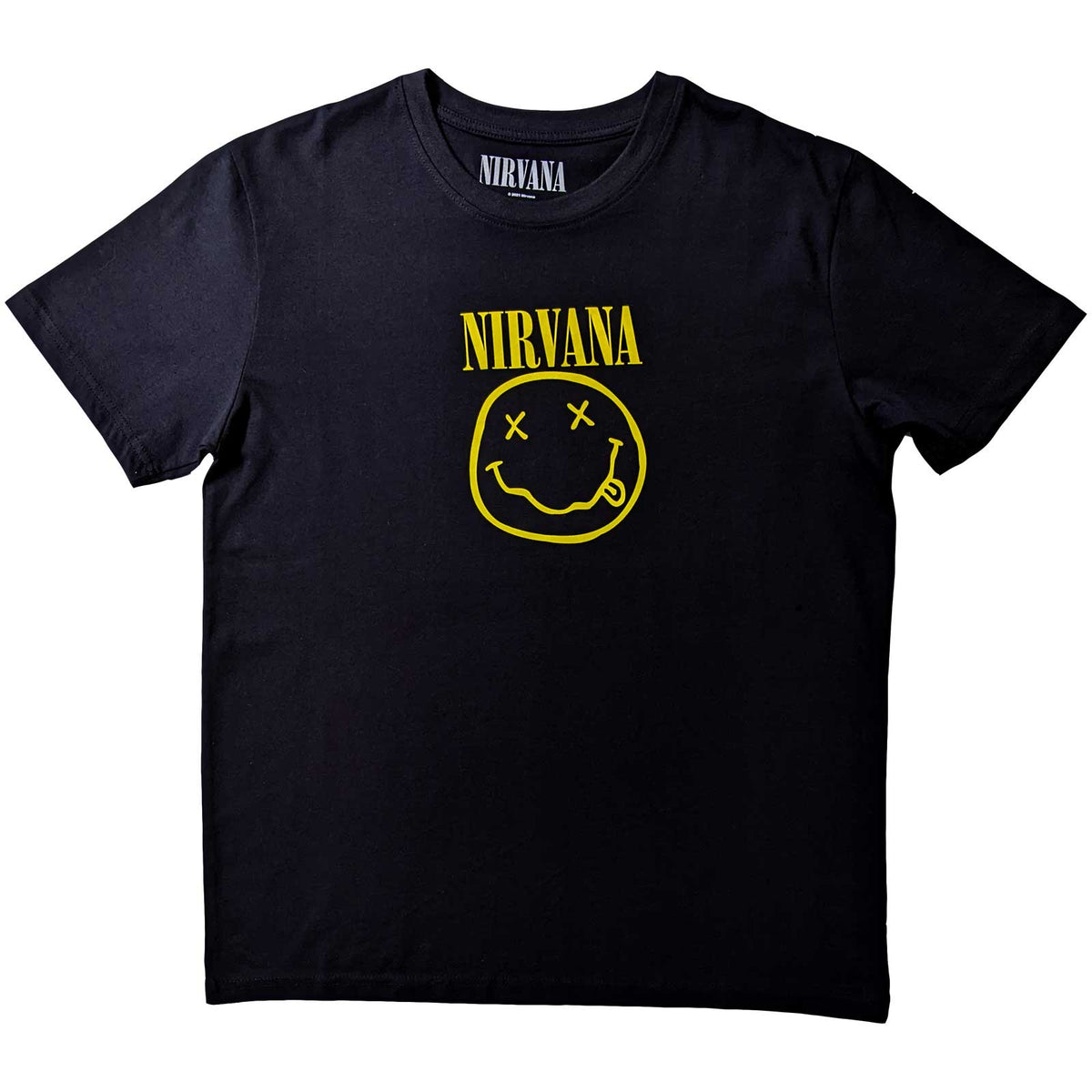 Nirvana Yellow Happy Face Flower Sniffin Black Tee