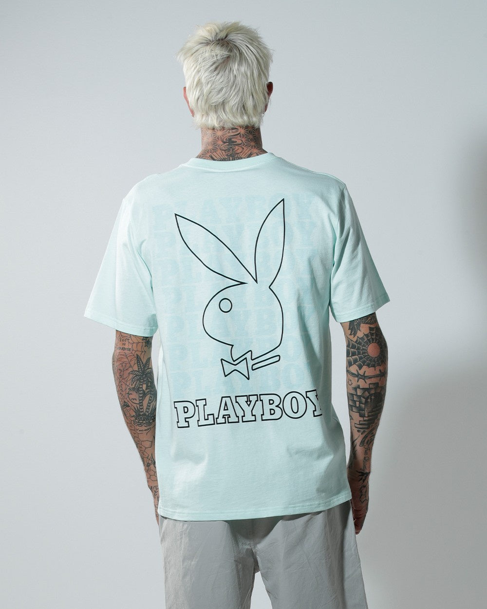 Playboy Linear Classic Bunny Stack Mint Tee