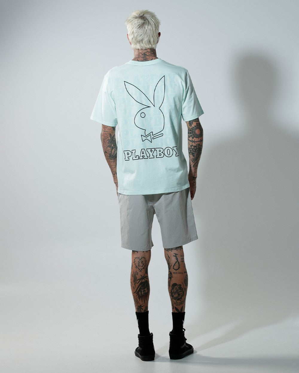 Playboy Linear Classic Bunny Stack Mint Tee
