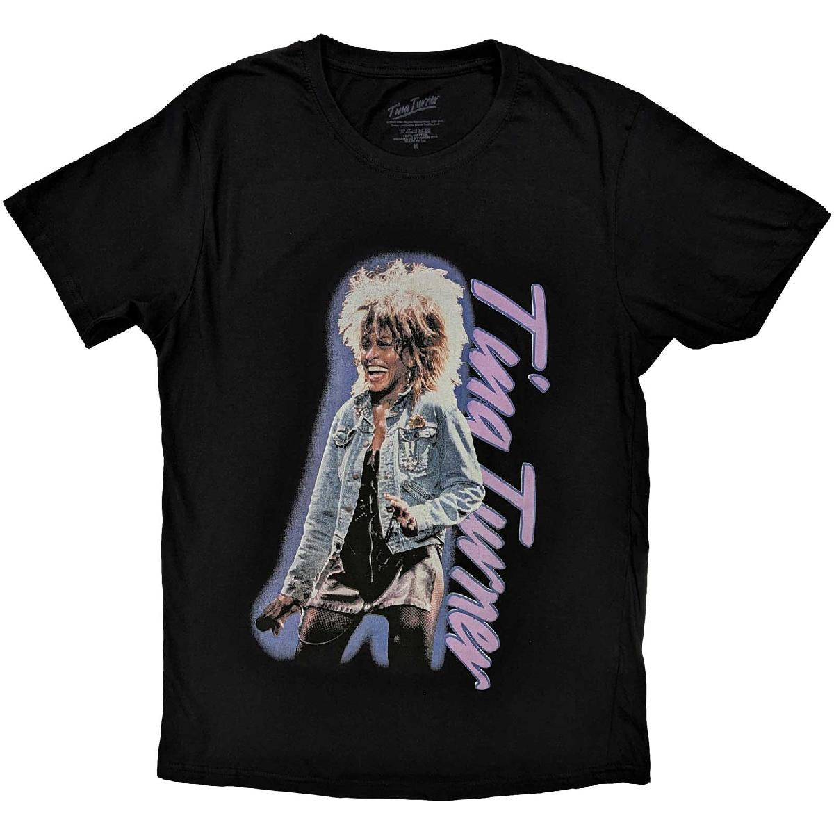 Tina Turner Vertical Logo Black Tee