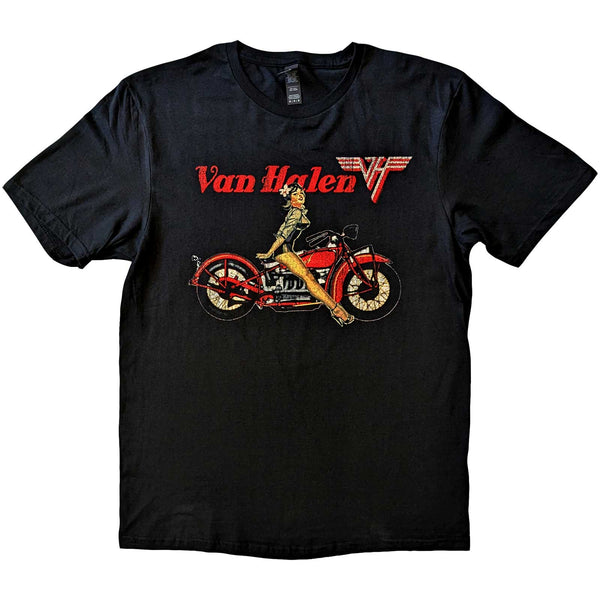 Van Halen Pinup Motorcycle Black Tee
