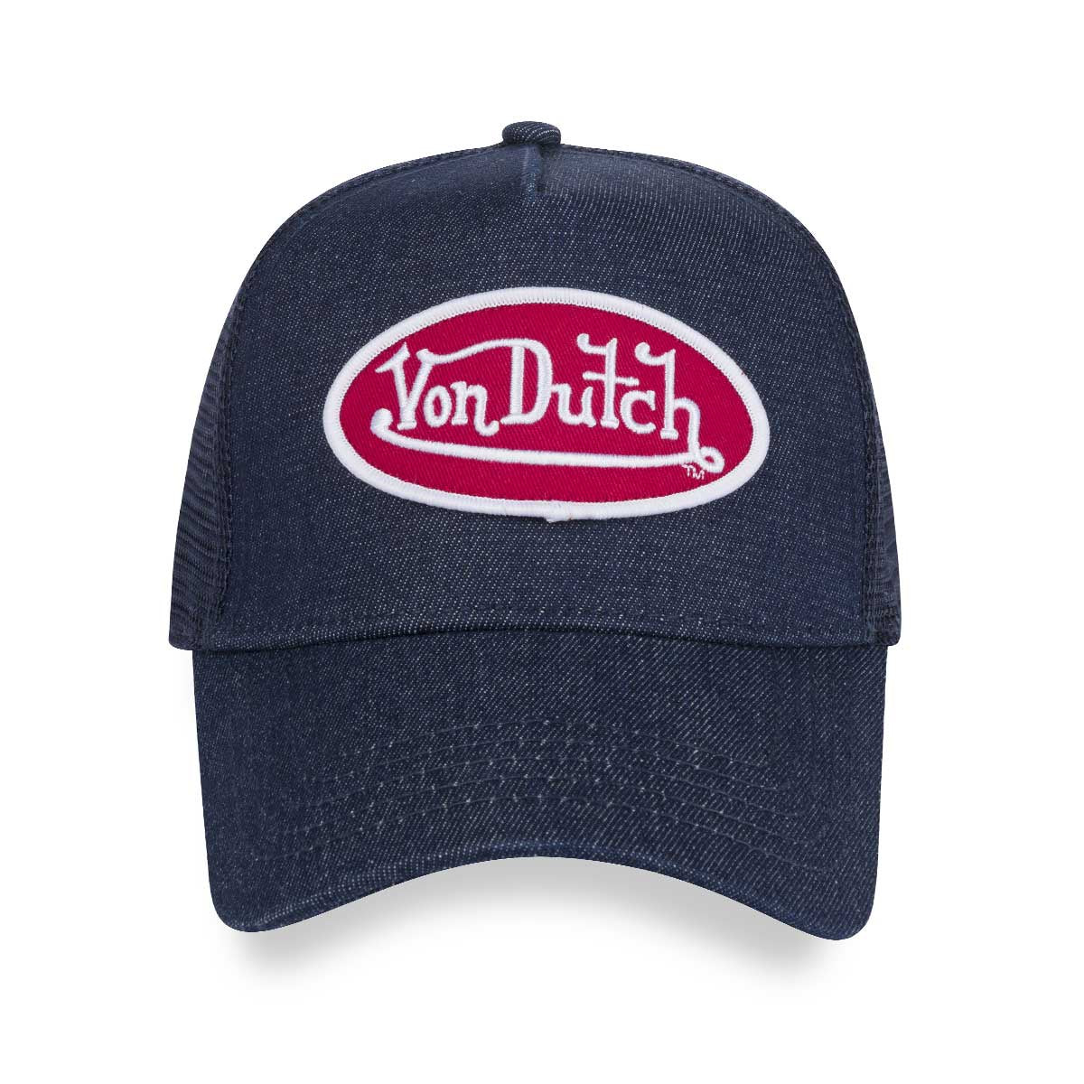 Von Dutch Dark Denim with Red Logo Trucker Cap